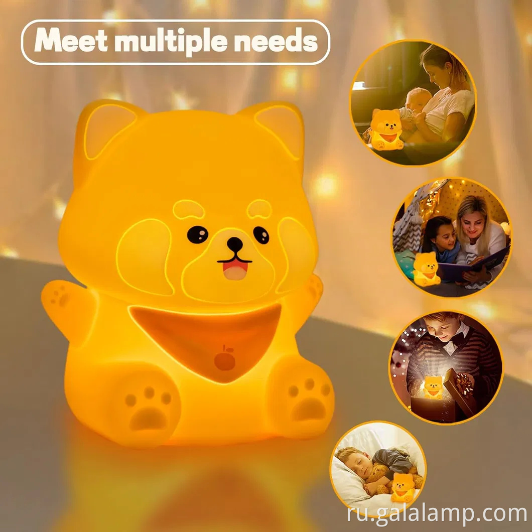 Очаровательная перезаряжаемая красная панда сенсорная лампа для детских комнат